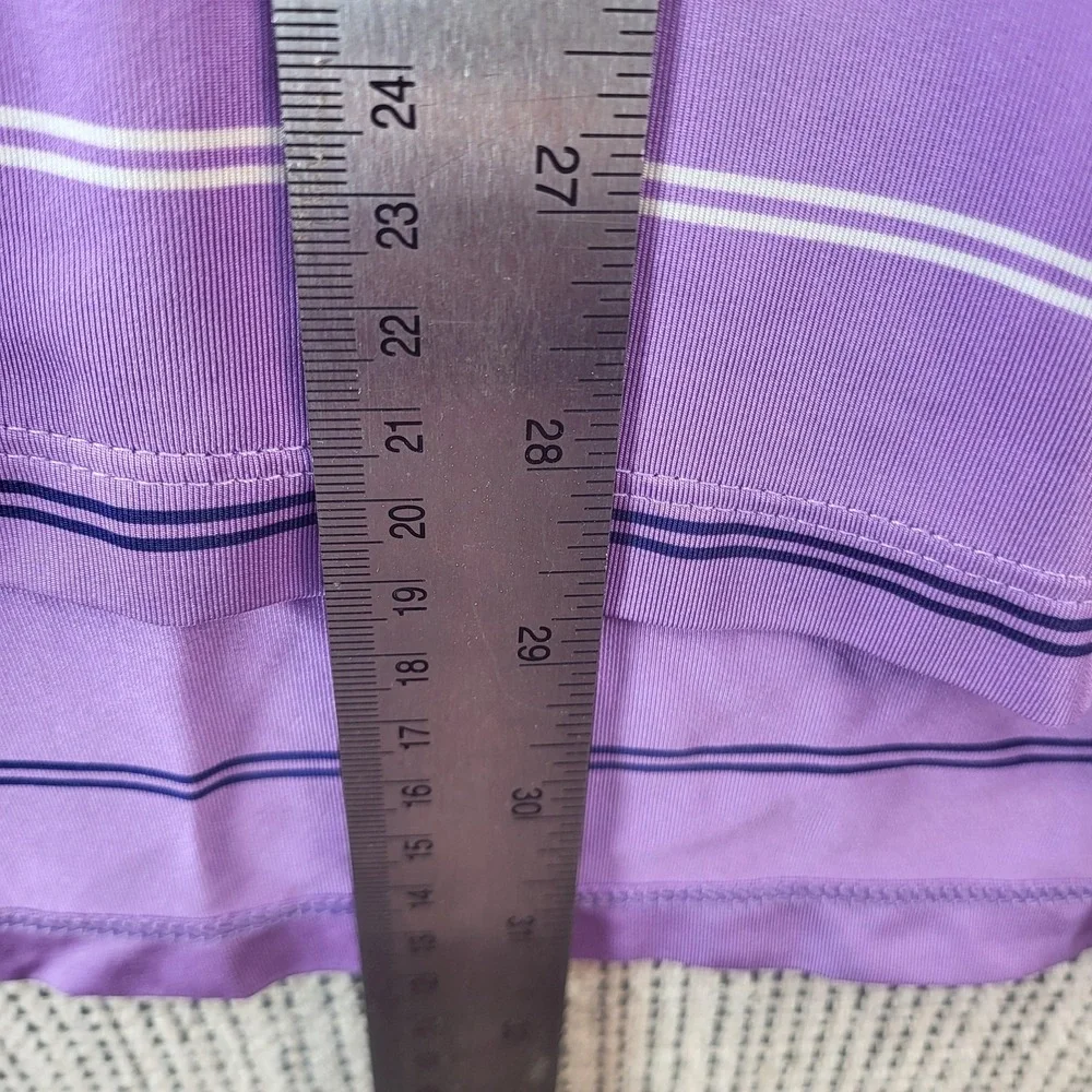 Ralph Lauren RLX Polo Shirt‎ Mens Large Purple Striped Golf Performance Stretch
